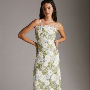 Only worn once! Eva Franco Floral Lace Midi Dress - size 0